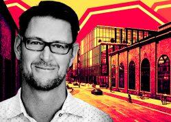 Jack Sylvan, senior vice president of development, Brookfield Properties, in front of a rendering of the Pier 70 project (Brookfield Properties, iStock)