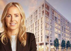 NBP Capital's Lauren Noecker and renderings for 100 W. Mesnager Avenue, Los Angeles (GBD Architects, LinkedIn)