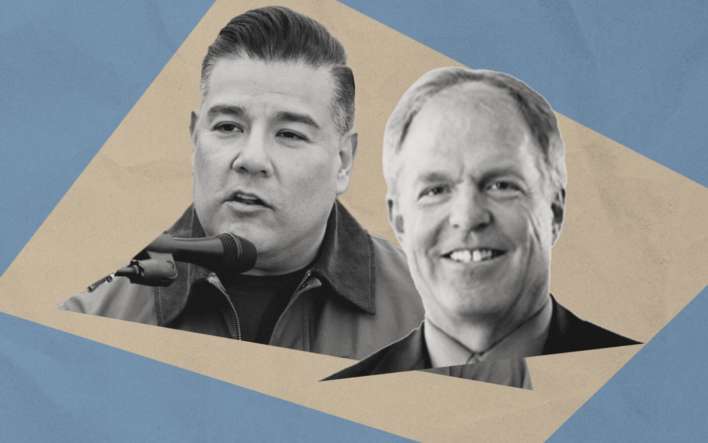 State Insurance Commissioner Ricardo Lara and State Farm's Dan Krause (Getty, State Farm)