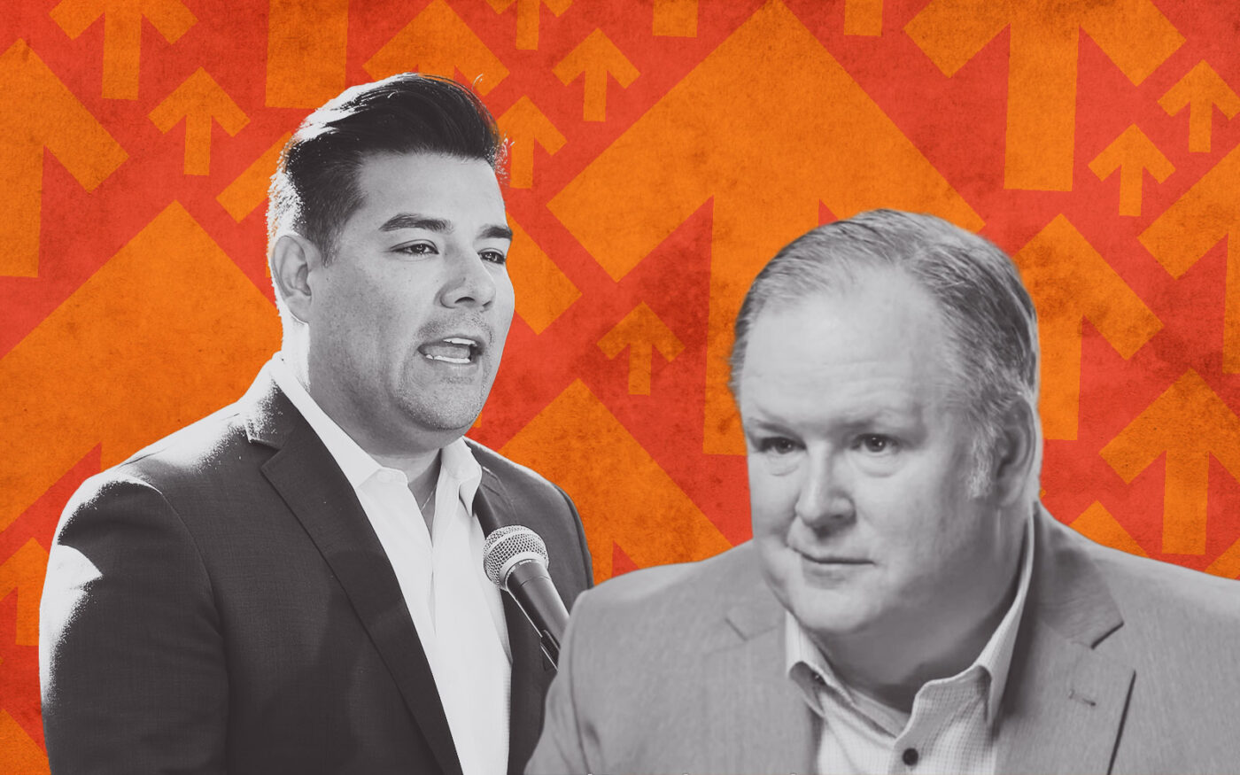 California Department of Insurance Insurance Commissioner Ricardo Lara and State Farm's Jon Farney (Getty, Facebook/American Red Cross)