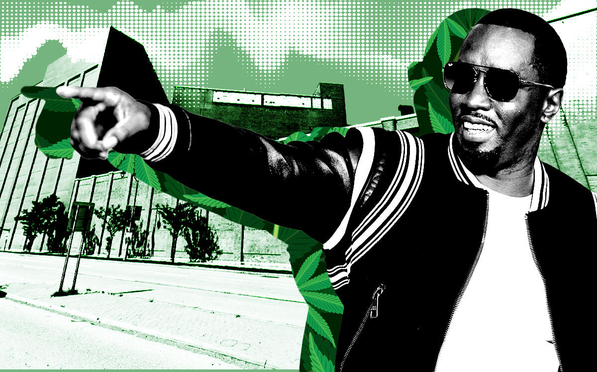 A photo illustration of Diddy and 200 West Ridge Road in Rochester (Getty, Google Maps)