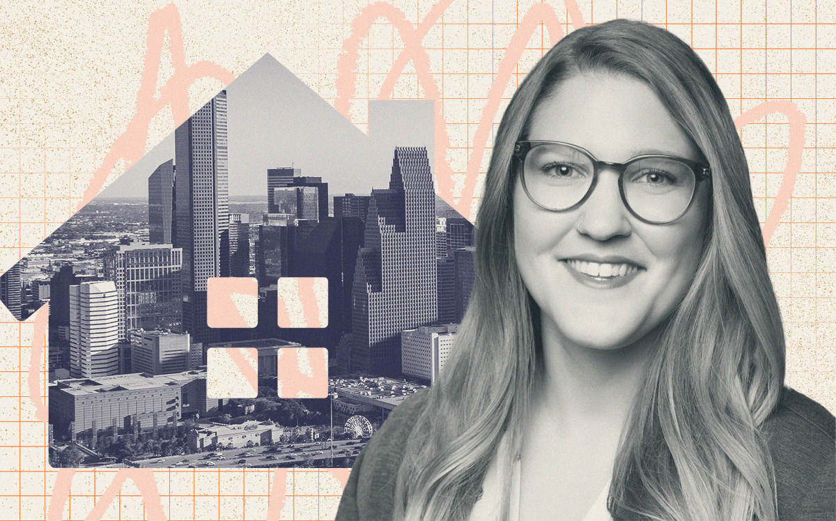 Zillow's Nicole Bachaud; Houston skyline
