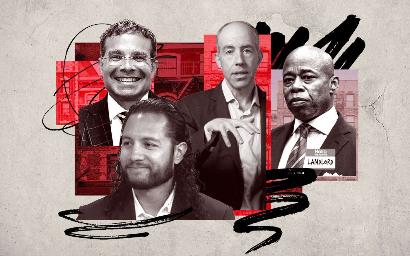 From left: Tenant member Adán Soltren, owner member Robert Ehrlich, Rent Guidelines Board Chair Nestor Davidson and Mayor Eric Adams (YouTube, Fordham University, Lazarus Karp LLP, X)