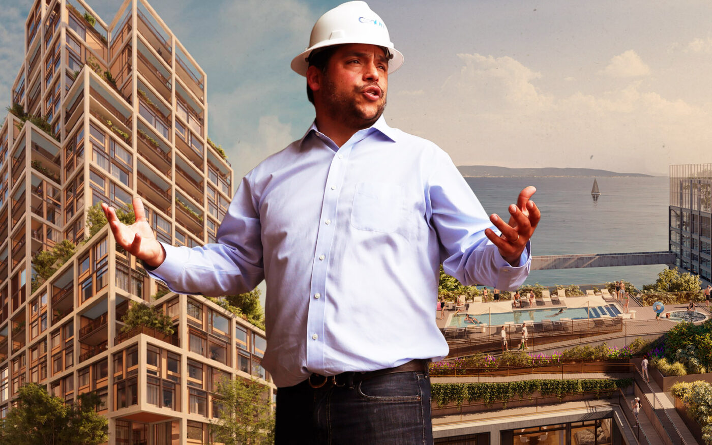 Developer Enrique Landa and renderings of the Power Station development (Getty, Dog Patch Powerstation)